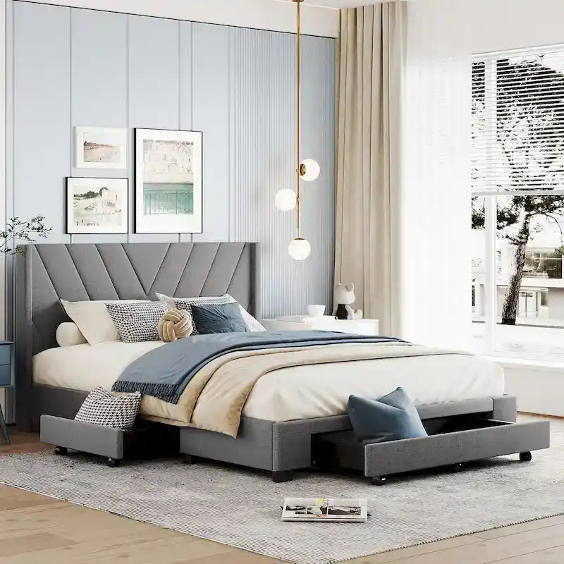 Letto Matrimoniale con Contenitore e 3 Cassetti