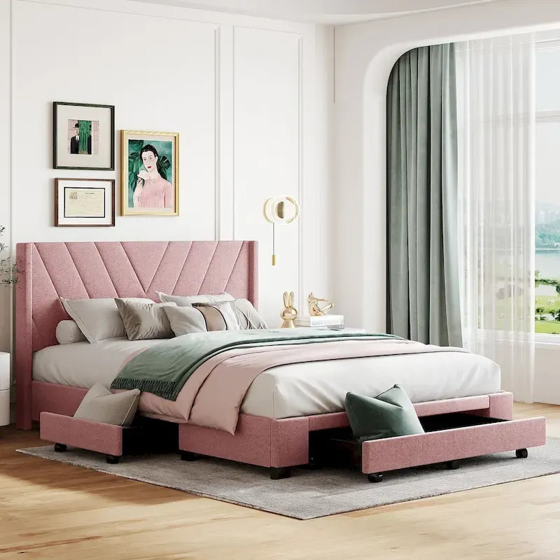 Letto Matrimoniale con Contenitore e 3 Cassetti