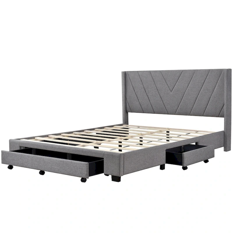 Letto Matrimoniale con Contenitore e 3 Cassetti