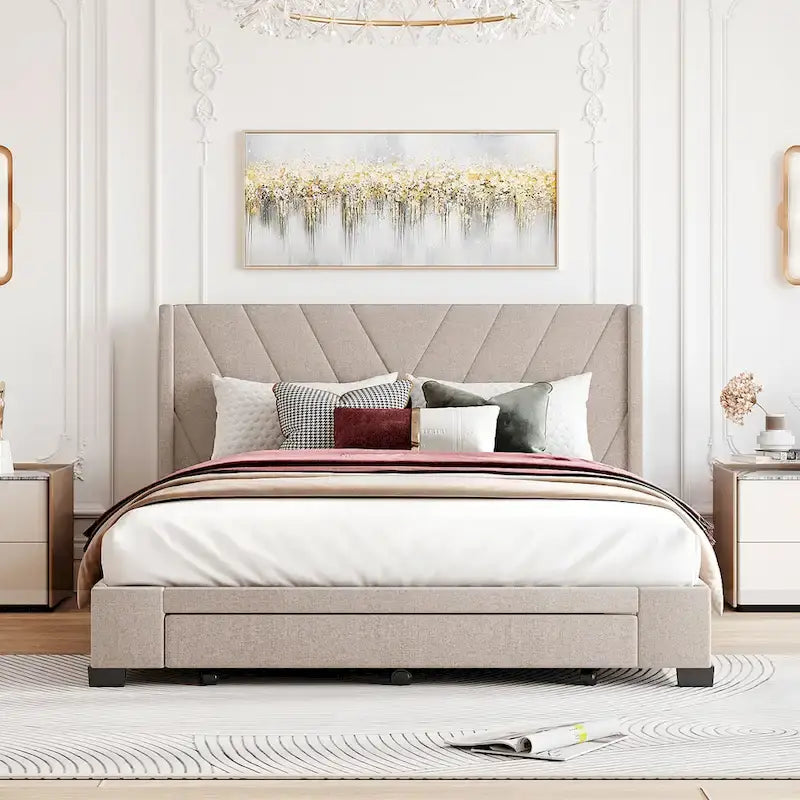 Letto Matrimoniale con Contenitore e 3 Cassetti