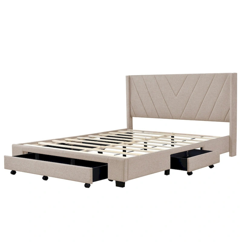 Letto Matrimoniale con Contenitore e 3 Cassetti