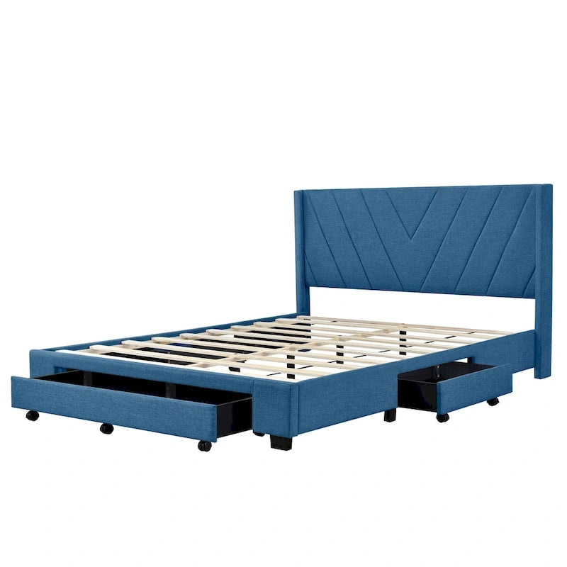 Letto Matrimoniale con Contenitore e 3 Cassetti