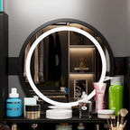 Set Tavolo da Trucco con Specchio Illuminato a 5 Cassetti (ROSA/NERO) - 52H