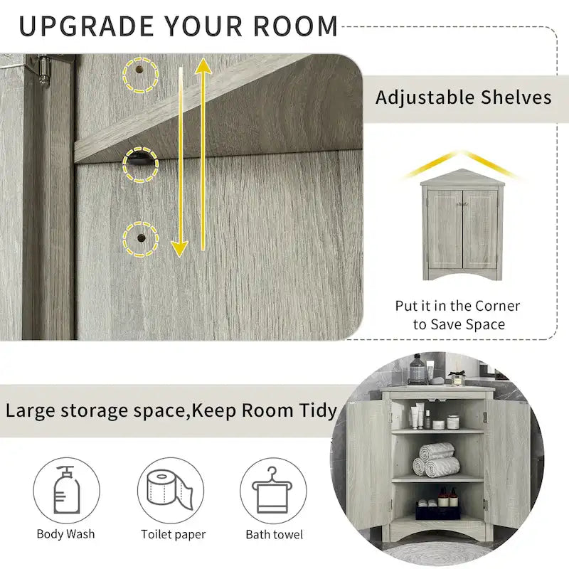 Mobiletto angolare per bagno e cucina con ripiani regolabili