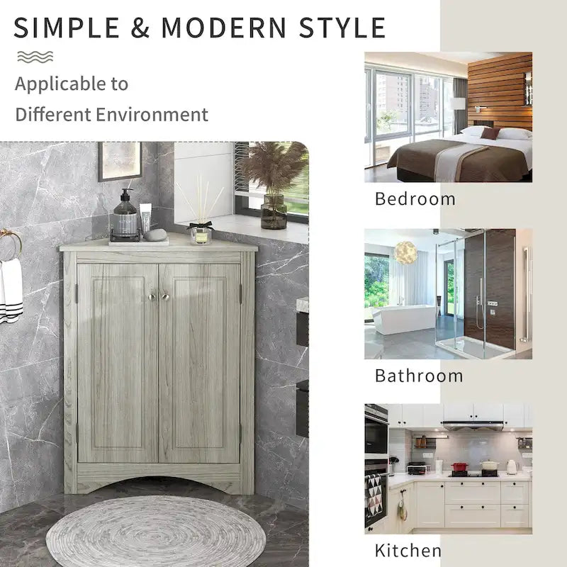 Mobiletto angolare per bagno e cucina con ripiani regolabili