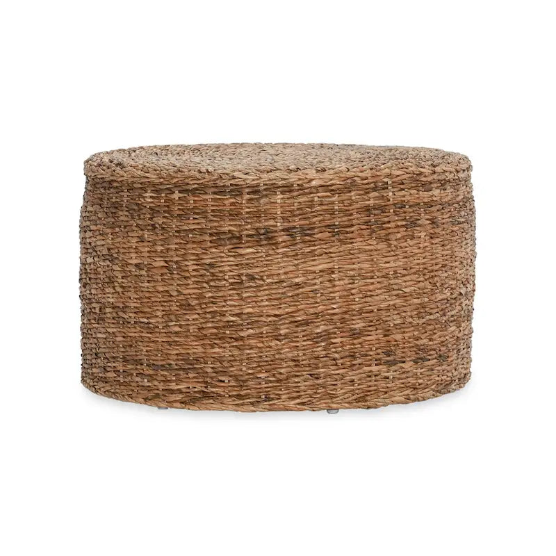 Tavolino rotondo in abaca e rattan intrecciato a mano 18 pollici