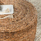 Tavolino rotondo in abaca e rattan intrecciato a mano 18 pollici