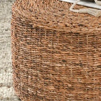 Tavolino rotondo in abaca e rattan intrecciato a mano 18 pollici