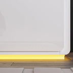 Comodini Moderni a LED Bianchi Lucidi con 2 Cassetti