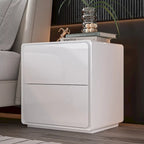 Comodini Moderni a LED Bianchi Lucidi con 2 Cassetti