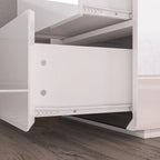 Comodini Moderni a LED Bianchi Lucidi con 2 Cassetti