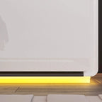 Comodini Moderni a LED Bianchi Lucidi con 2 Cassetti