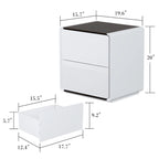 Comodini Moderni a LED Bianchi Lucidi con 2 Cassetti