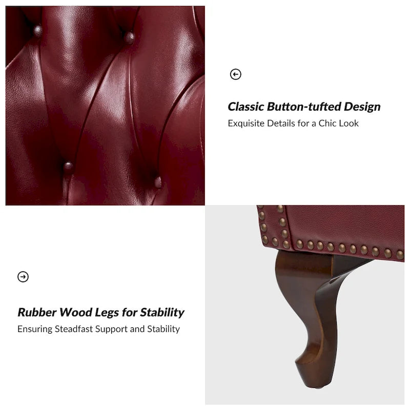 Poltrona in vera pelle con finiture borchiate e set di 2 cuscini sfoderabili