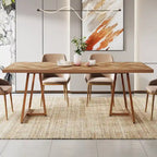 71 Farmhouse Dining Table for 6 to 8, Rectangular Wood Kitchen Table Industrial Dinner Table