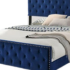 Letto imbottito California King con piattaforma - con bottoni e borchie