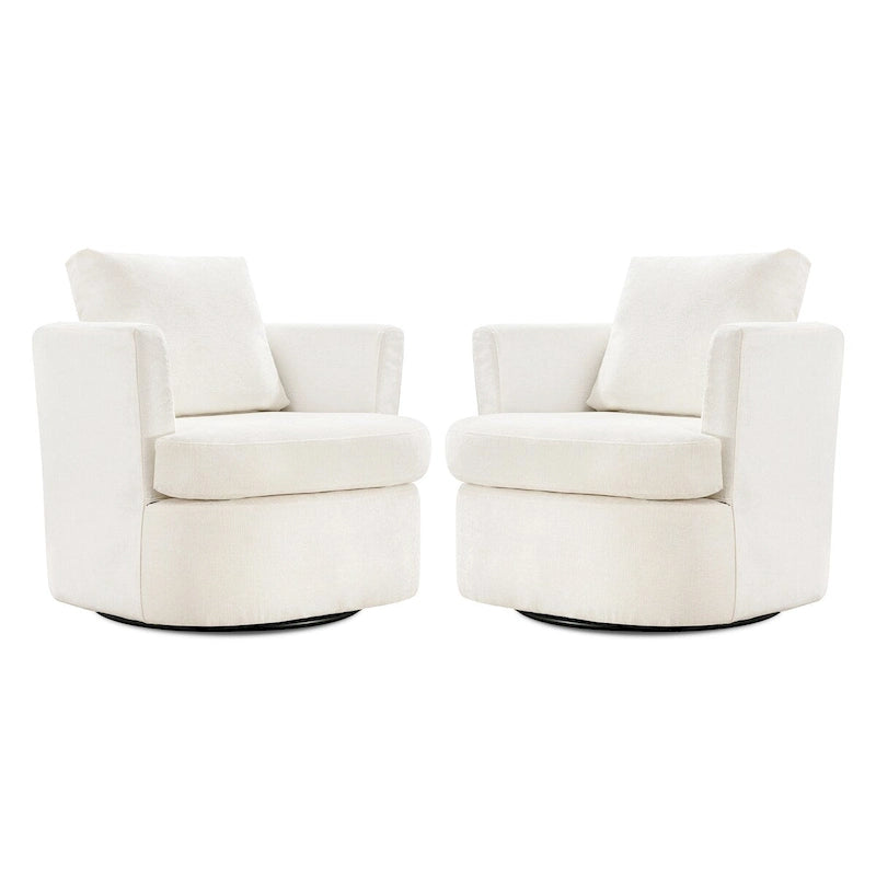 Set di 2 Poltrone Girevoli Moderne in Ciniglia