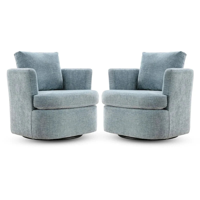 Set di 2 Poltrone Girevoli Moderne in Ciniglia