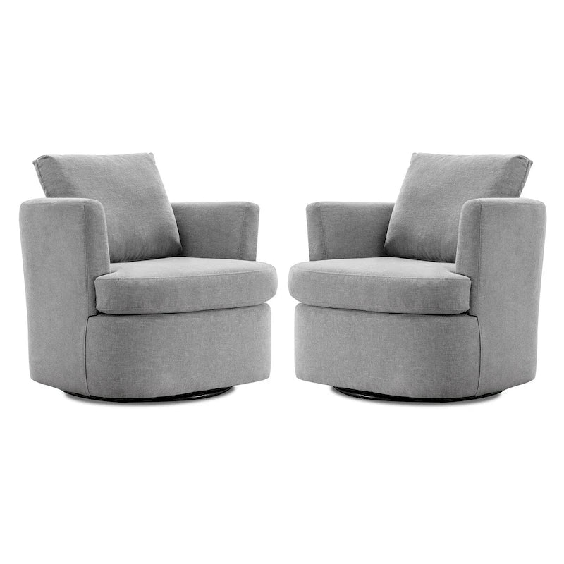 Set di 2 Poltrone Girevoli Moderne in Ciniglia