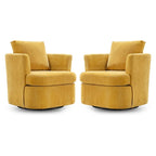 Set di 2 Poltrone Girevoli Moderne in Ciniglia