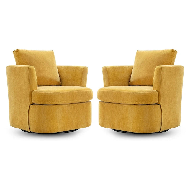 Set di 2 Poltrone Girevoli Moderne in Ciniglia