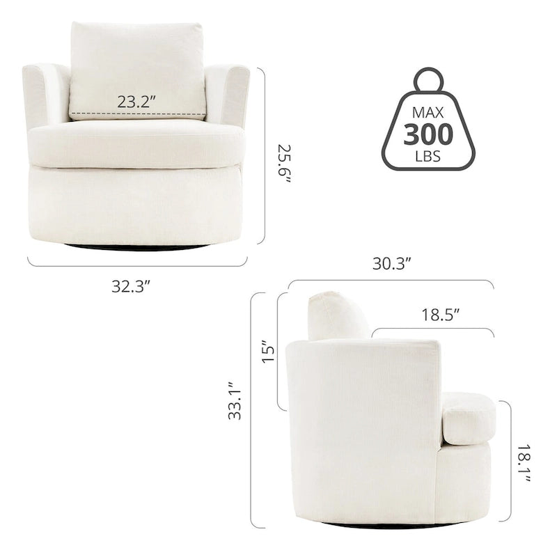 Set di 2 Poltrone Girevoli Moderne in Ciniglia