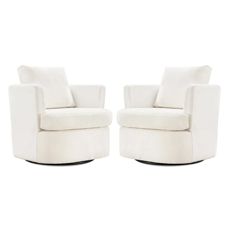 Set di 2 Poltrone Girevoli Moderne in Ciniglia