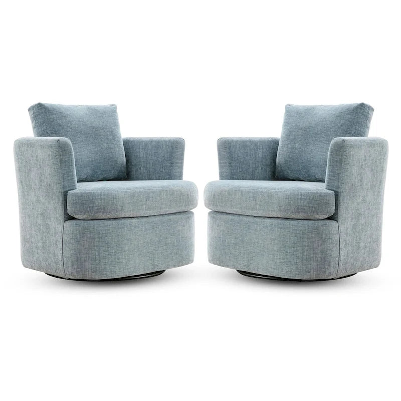 Set di 2 Poltrone Girevoli Moderne in Ciniglia