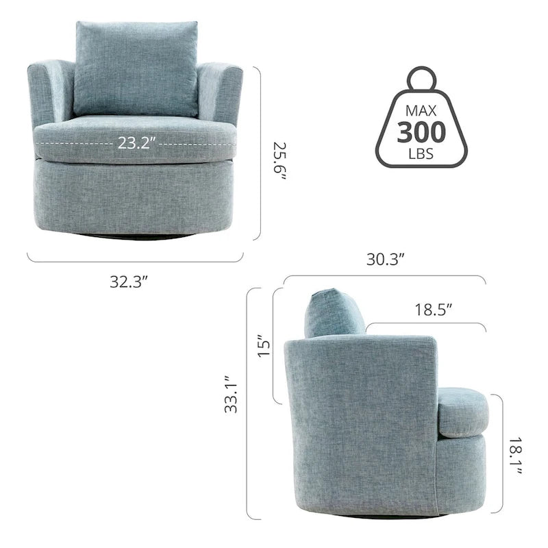 Set di 2 Poltrone Girevoli Moderne in Ciniglia
