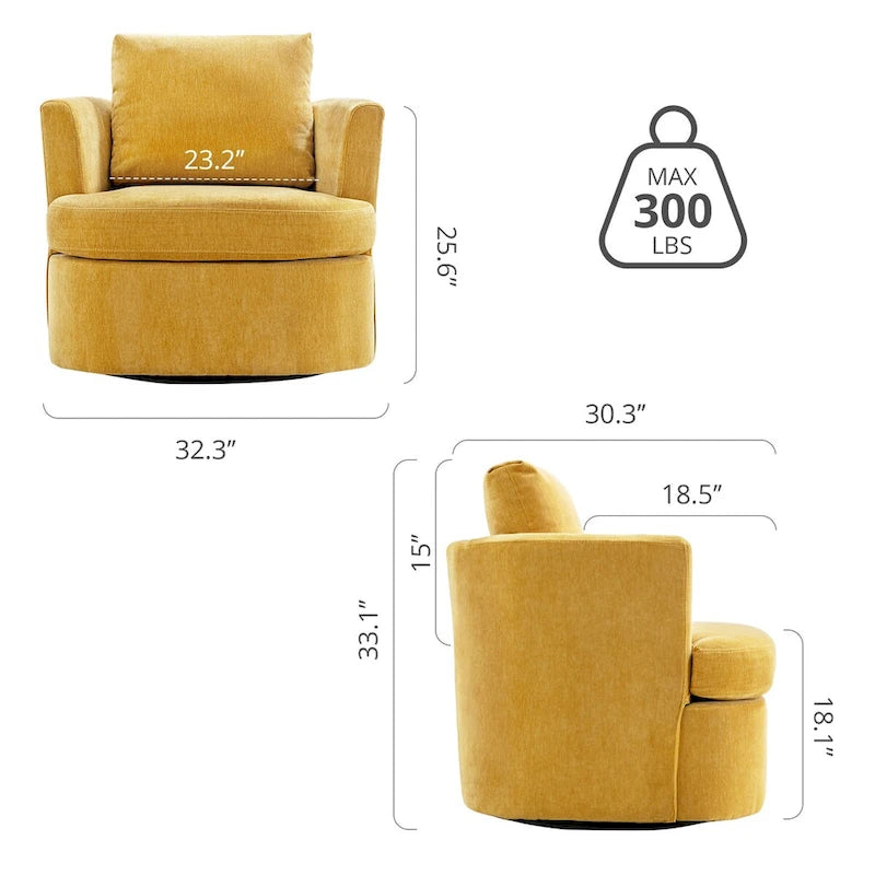 Set di 2 Poltrone Girevoli Moderne in Ciniglia