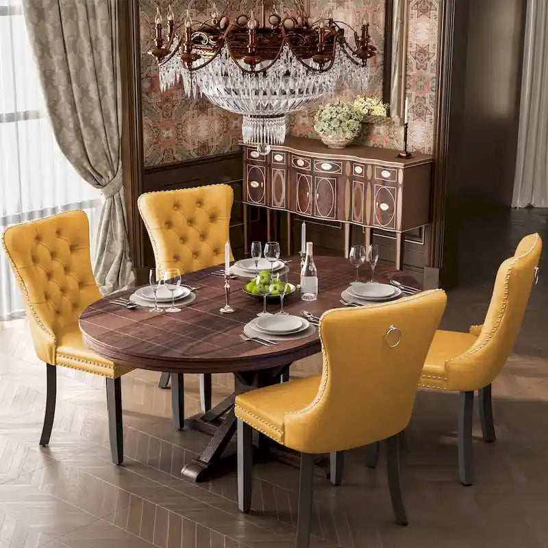 Sedie da pranzo moderne in velluto trapuntato (set da 4)