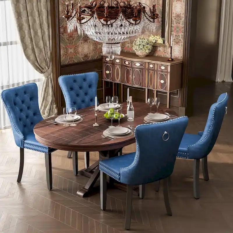 Sedie da pranzo moderne in velluto trapuntato (set da 4)