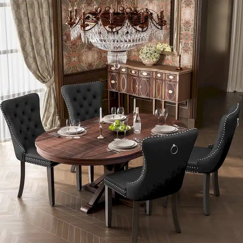 Sedie da pranzo moderne in velluto trapuntato (set da 4)