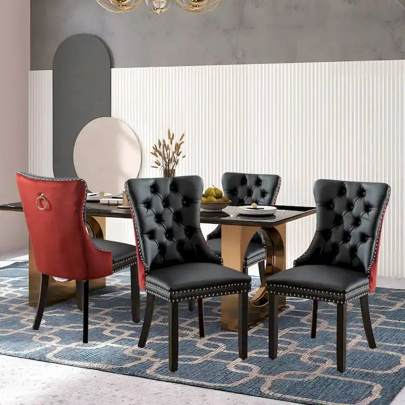Sedie da pranzo moderne in velluto trapuntato (set da 4)