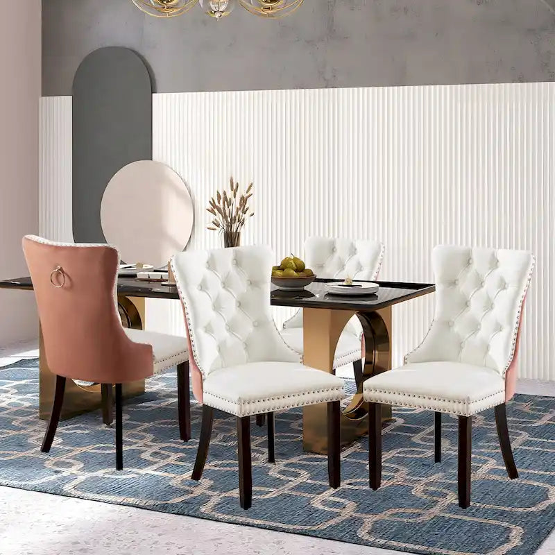 Sedie da pranzo moderne in velluto trapuntato (set da 4)