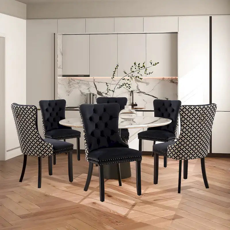 Sedie da pranzo moderne in velluto trapuntato (set da 4)