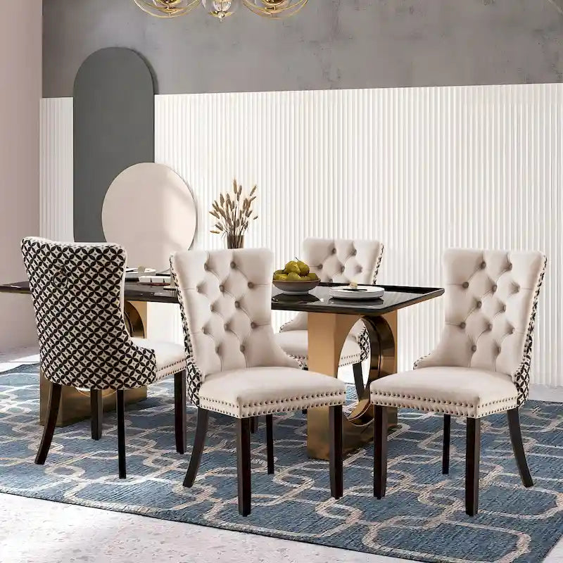 Sedie da pranzo moderne in velluto trapuntato (set da 4)
