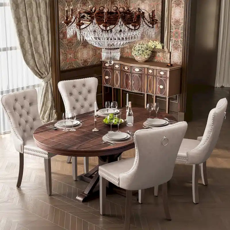 Sedie da pranzo moderne in velluto trapuntato (set da 4)