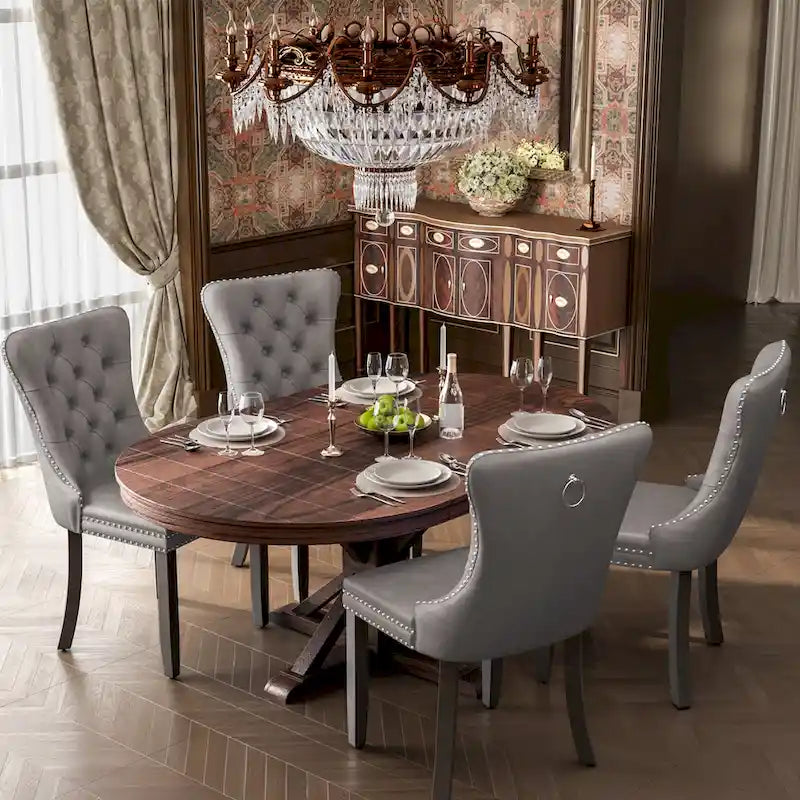 Sedie da pranzo moderne in velluto trapuntato (set da 4)