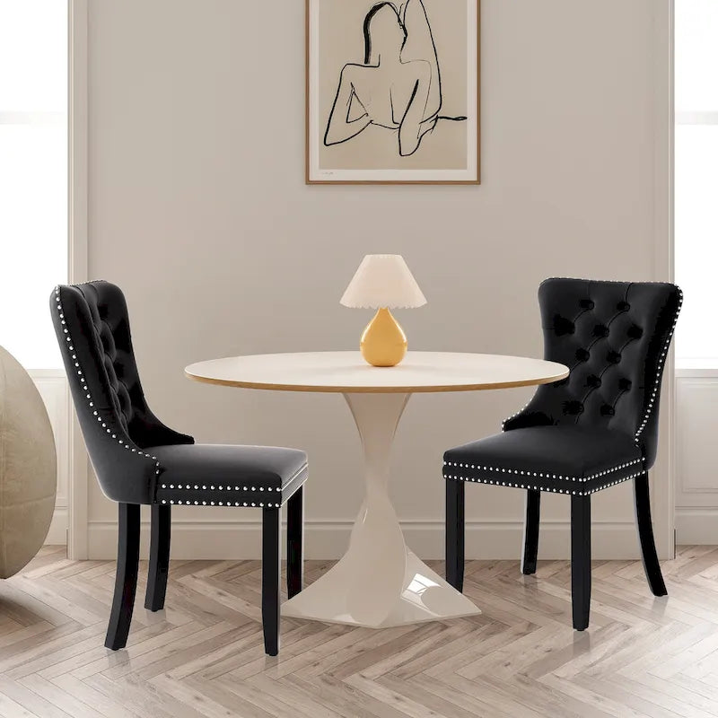 Sedie da pranzo moderne in velluto trapuntato (set da 4)