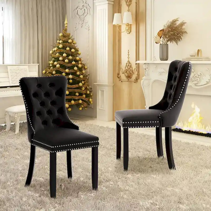 Sedie da pranzo moderne in velluto trapuntato (set da 4)