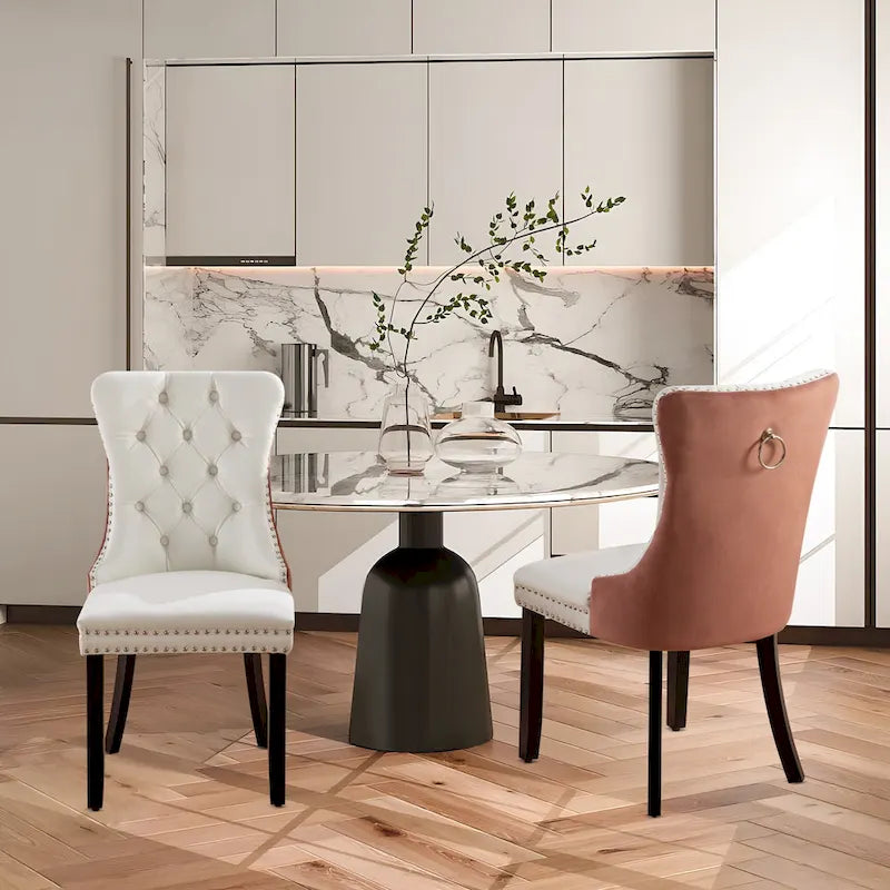 Sedie da pranzo moderne in velluto trapuntato (set da 4)