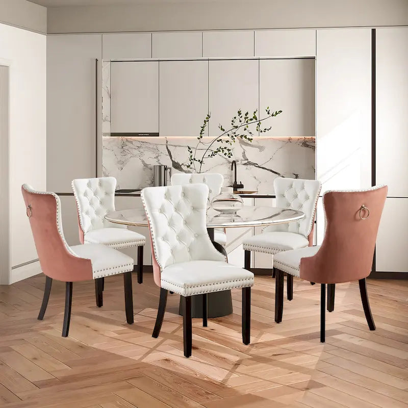 Sedie da pranzo moderne in velluto trapuntato (set da 4)