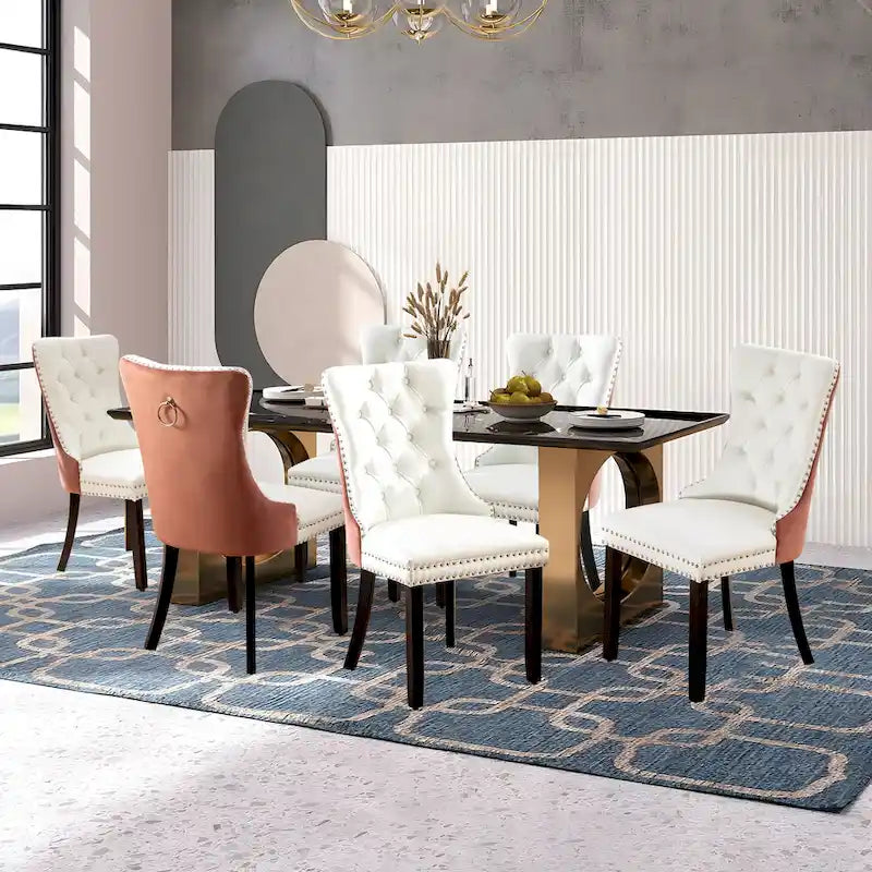 Sedie da pranzo moderne in velluto trapuntato (set da 4)