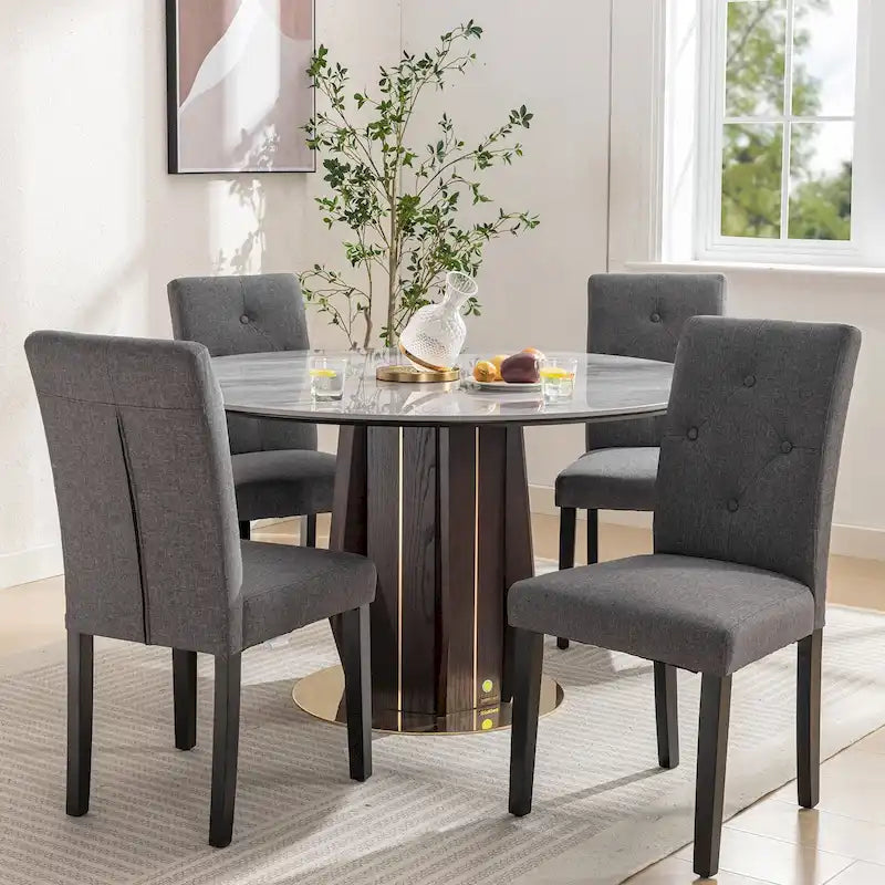 Sedie da pranzo imbottite set da 4 - Tessuto o similpelle