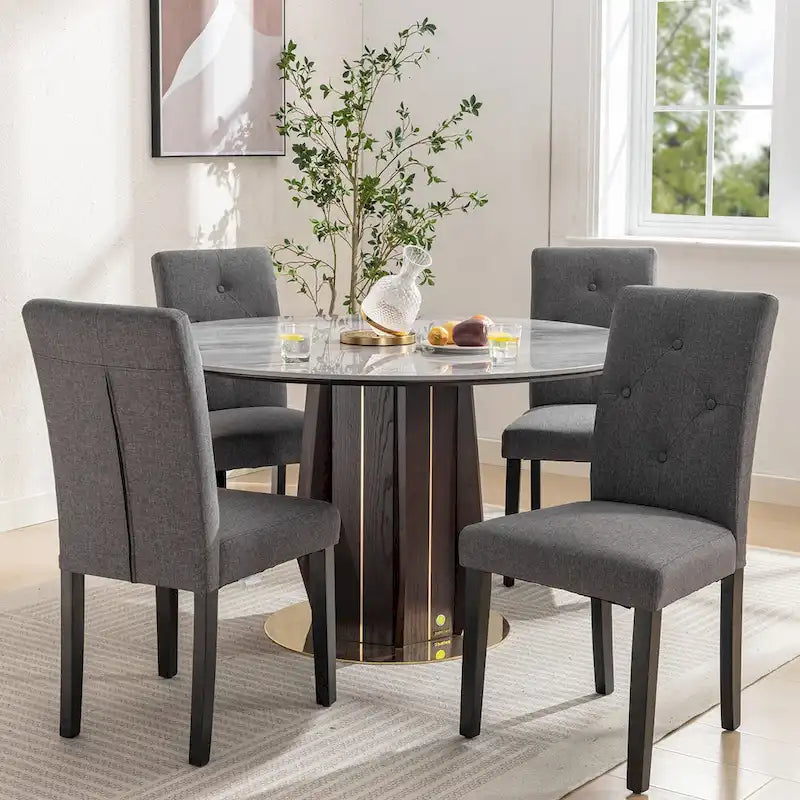 Sedie da pranzo imbottite set da 4 - Tessuto o similpelle