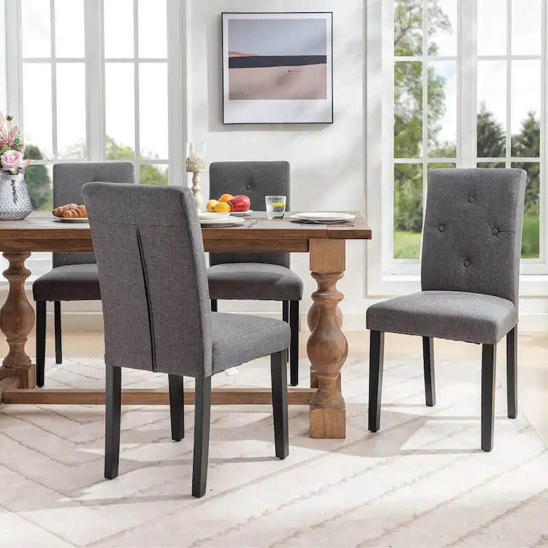 Sedie da pranzo imbottite set da 4 - Tessuto o similpelle