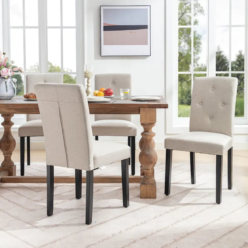 Sedie da pranzo imbottite set da 4 - Tessuto o similpelle