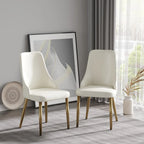 Set Moderno di 2 Sedie da Pranzo con Schienale Alto in Similpelle Beige