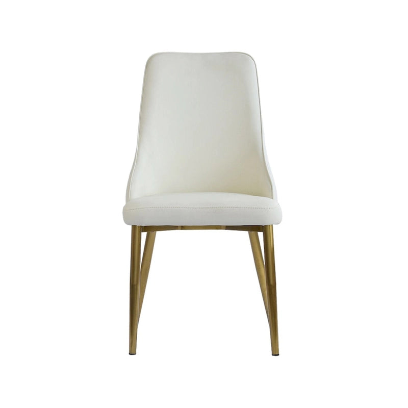 Set Moderno di 2 Sedie da Pranzo con Schienale Alto in Similpelle Beige